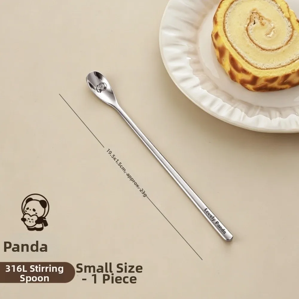 316 Stainless Steel Stirring Spoon Long Handle Cartoon Animal Long Handle Spoon Slim Smooth Surface Mixing Spoon