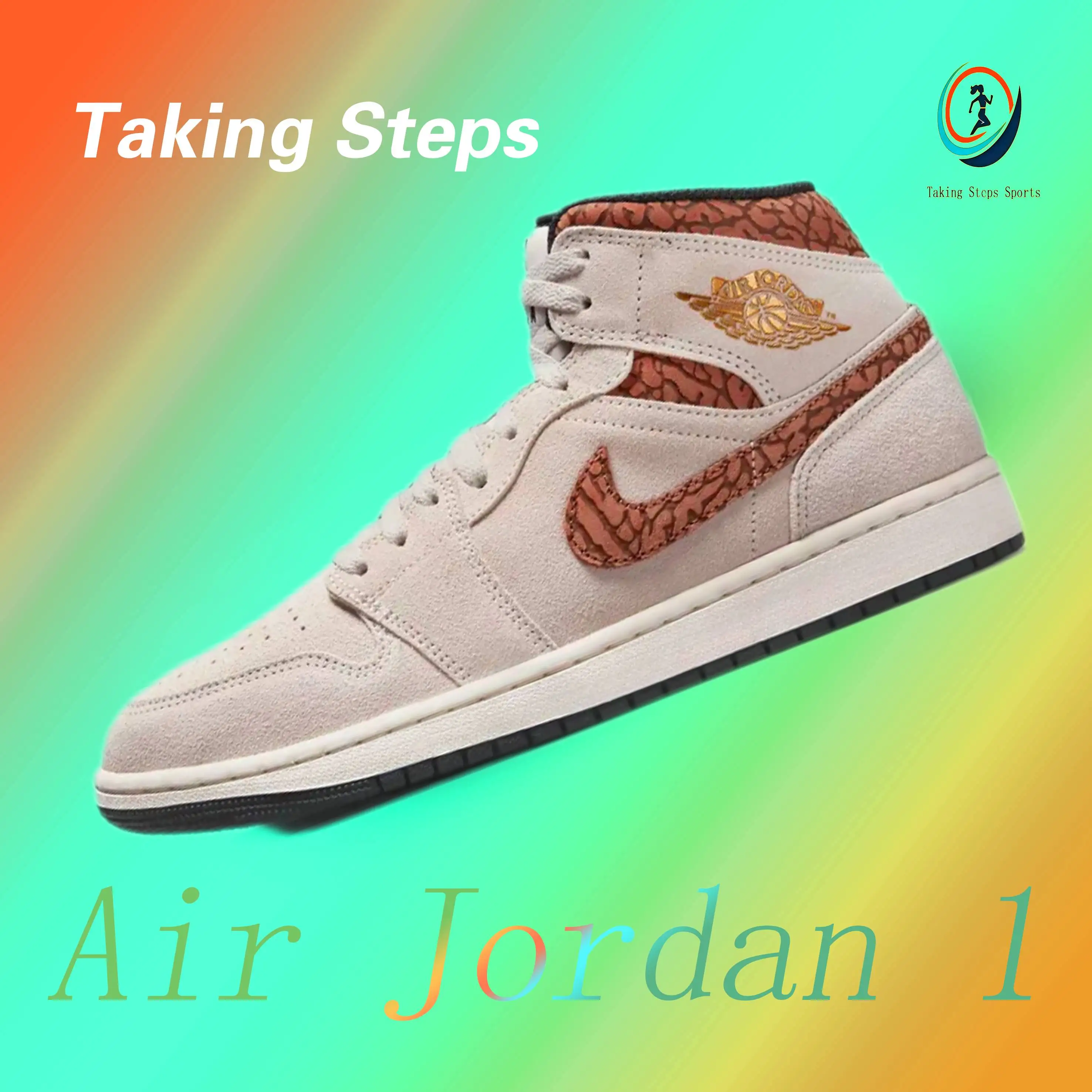 Jordan Air Jordan 1 Mid ‘Brown Elephant’ Men and Women Simple versatile mid gang retro basketball shoes white brown