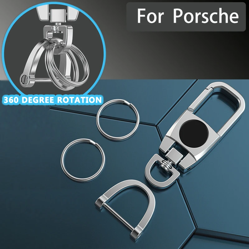 

Anti-lost Car Key Keychain Keyring Metal For Porsche Panamera Cayenne Macan 911 718 Boxster Taycan Carrera GT Auto Vehicle Key