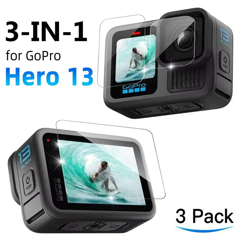 3-IN-1 Tempered Glass for GoPro HERO 13 Black Accessories Anti-scratch Film for GoPro HERO13 Full Coverage Protective Film