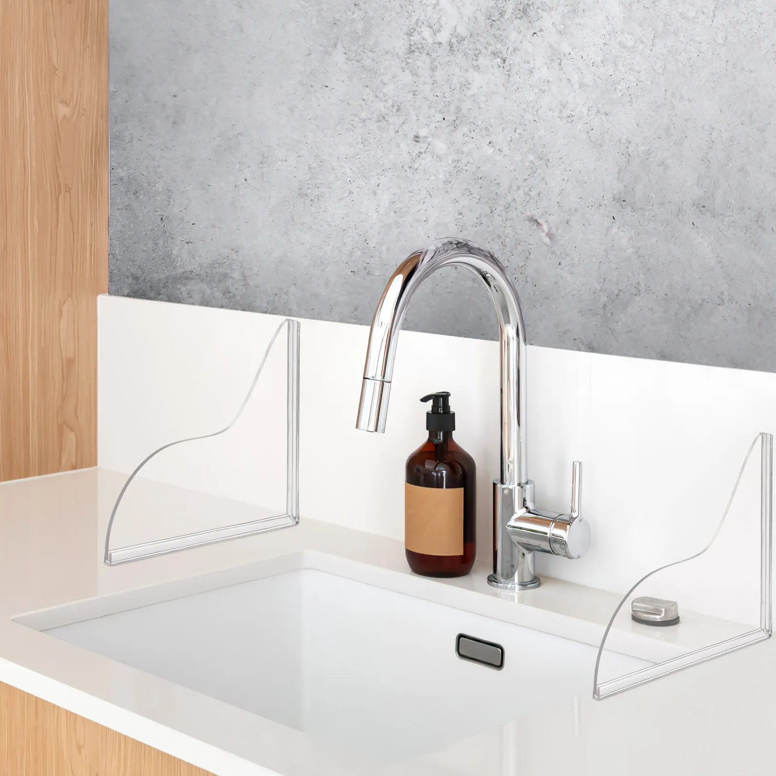 

2Pcs Transparent Acrylic Splash Guard for Sink Tub and Washbasin Waterproof Barrier Protection High Clarity Easy Install
