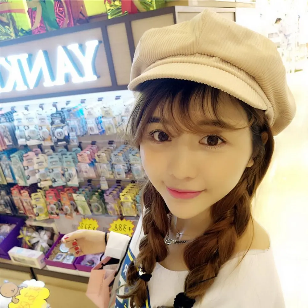 캐주얼 빈티지 코듀로이 야구 모자, 방풍 베레모, 화가 모자, 따뜻한 신문 모자, 야외용