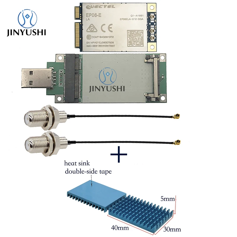 JINYUSHI สำหรับ Quectel EP06 EP06-E LTE-A Cat 6 Mini PCIe โมดูลระบายความร้อน USB อะแดปเตอร์ F Pigtail สนับสนุน Openwrt mikrotik