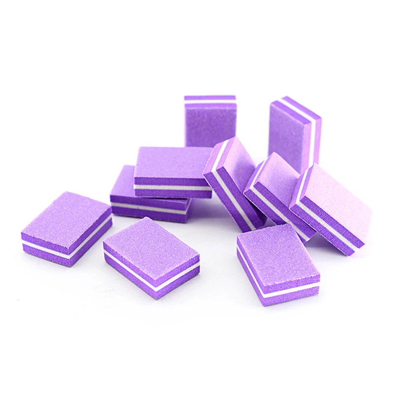 

200Pcs Purple Washable Nail Files 100/180 Grit Small Nail Buffer Block Buffing Nail Supplies For Professional Manicure Tools Set