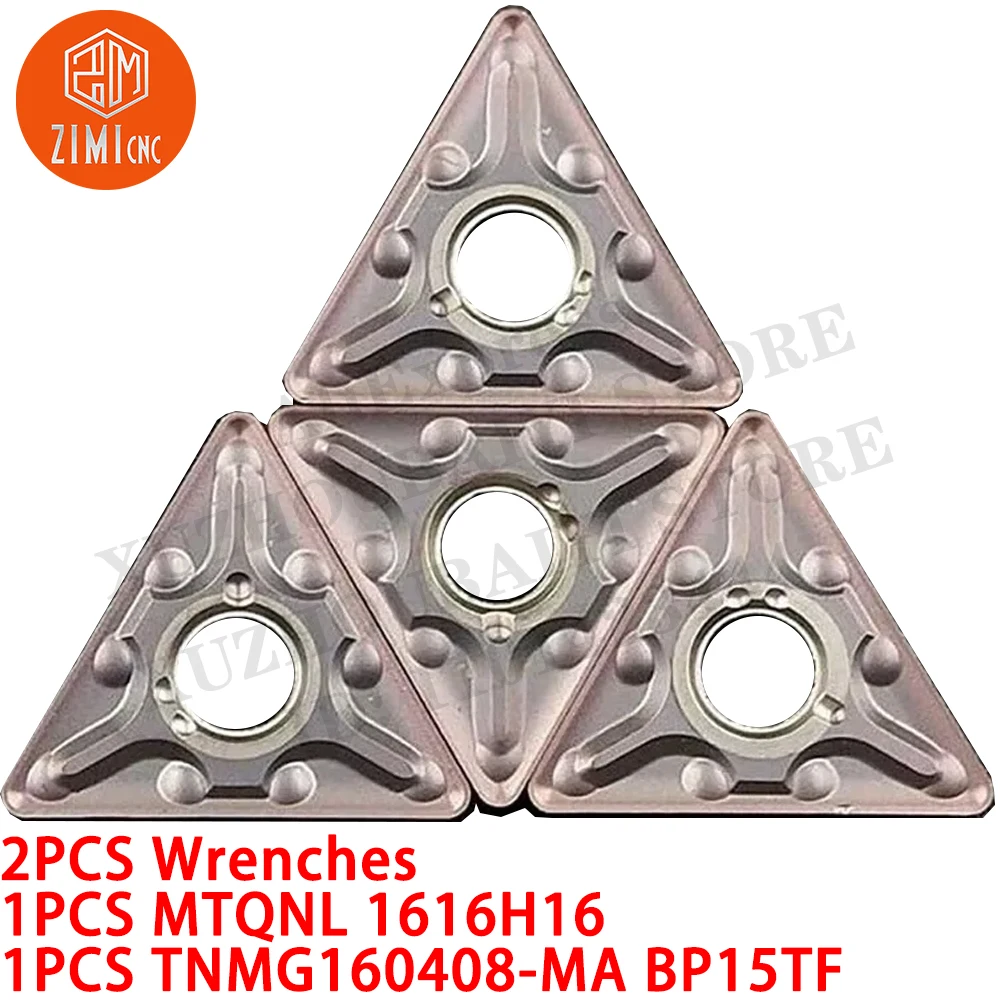 1 PCS MTQNL 1616H16 Dudukan Alat Pembubut 16mm + 1 PCS TNMG160408-MA BP15TF Sisipan Pembubutan Mesin Bubut Logam CNC alat pemotong mekanis