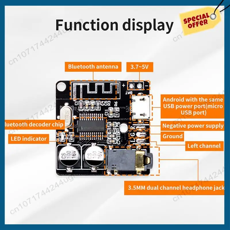 

-A15I VHM-314 Bluetooth Audio Receiver Board Bluetooth 5.0 Mp3 Lossless Decoder Board Wireless Stereo Music Module 50Pcs