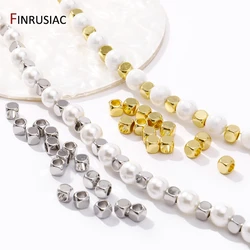 Perles d'espacement carrées en laiton plaqué or 18 carats, accessoires de bricolage, bracelet, collier, cube, bijoux, fournitures de direction
