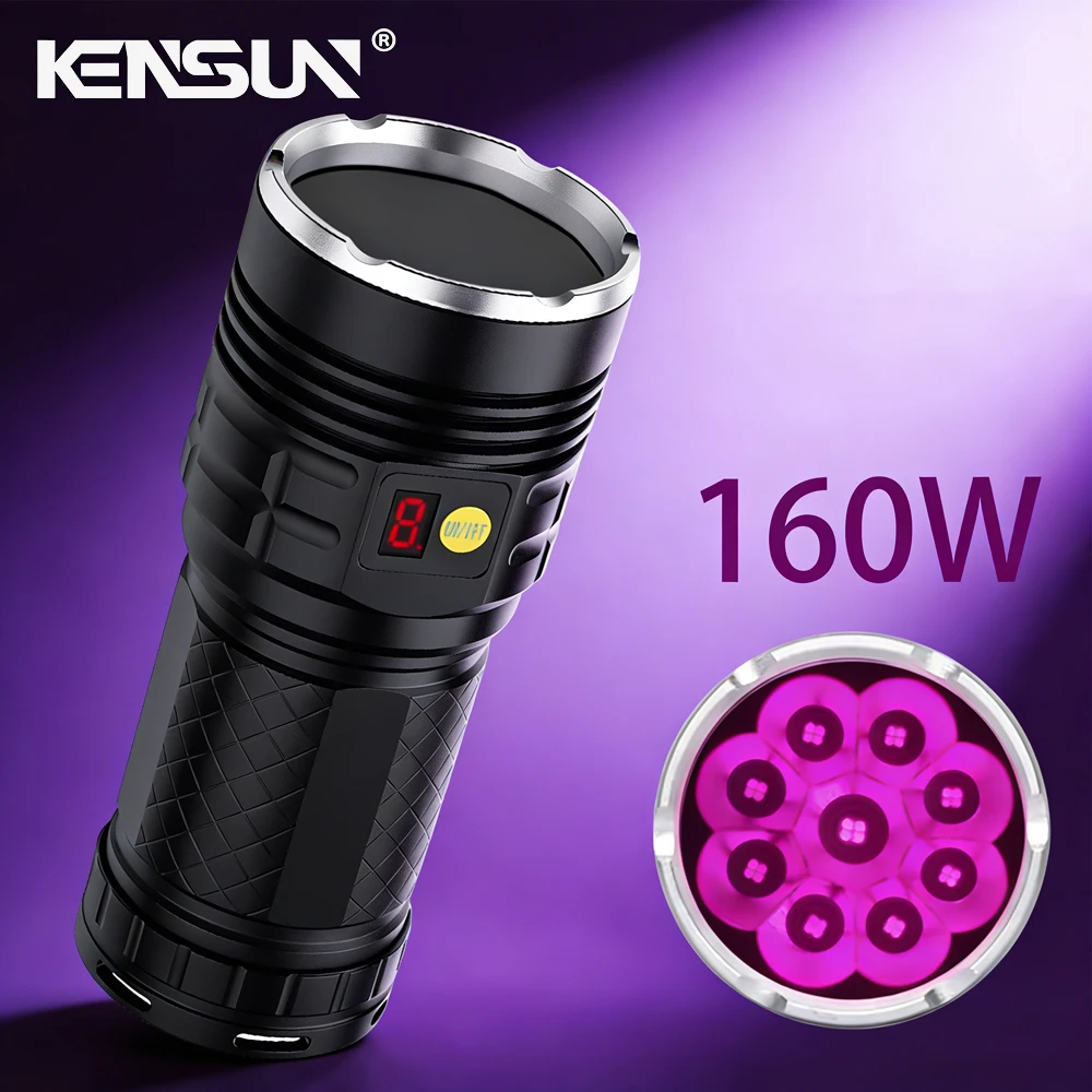 365nm-powerful-ultraviolet-detection-light-160w-high-power-uv-flashlight-lantern-blacklight-led-torch-usb-rechargeable-outdoor