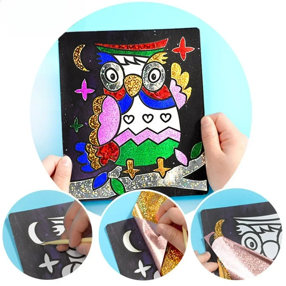 12 sztuk DIY Cartoon magiczny obraz transferowy rzemiosło dla dzieci sztuka i rzemiosło zabawki dla dzieci kreatywny rysunek edukacyjne zabawki edukacyjne