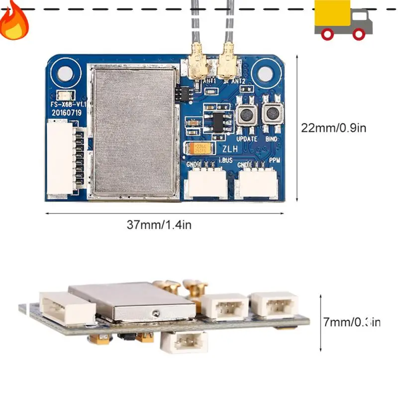 Untuk Flysky FS-X6B 2.4G Penerima PWM PPM I.BUS untuk FPV Racing Drone FS-I10 FS-I8 FS-I6X FS-I4 FS-I6 FS-I6S Pemancar, Tahan Lama