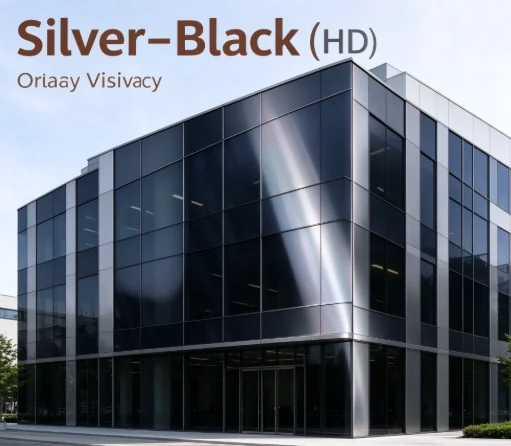 Silver Black HD Privacy Glass Tint Roll PET Material One Way Vision Anti UV Heat Blocking For Residential Office Vehicle Windows