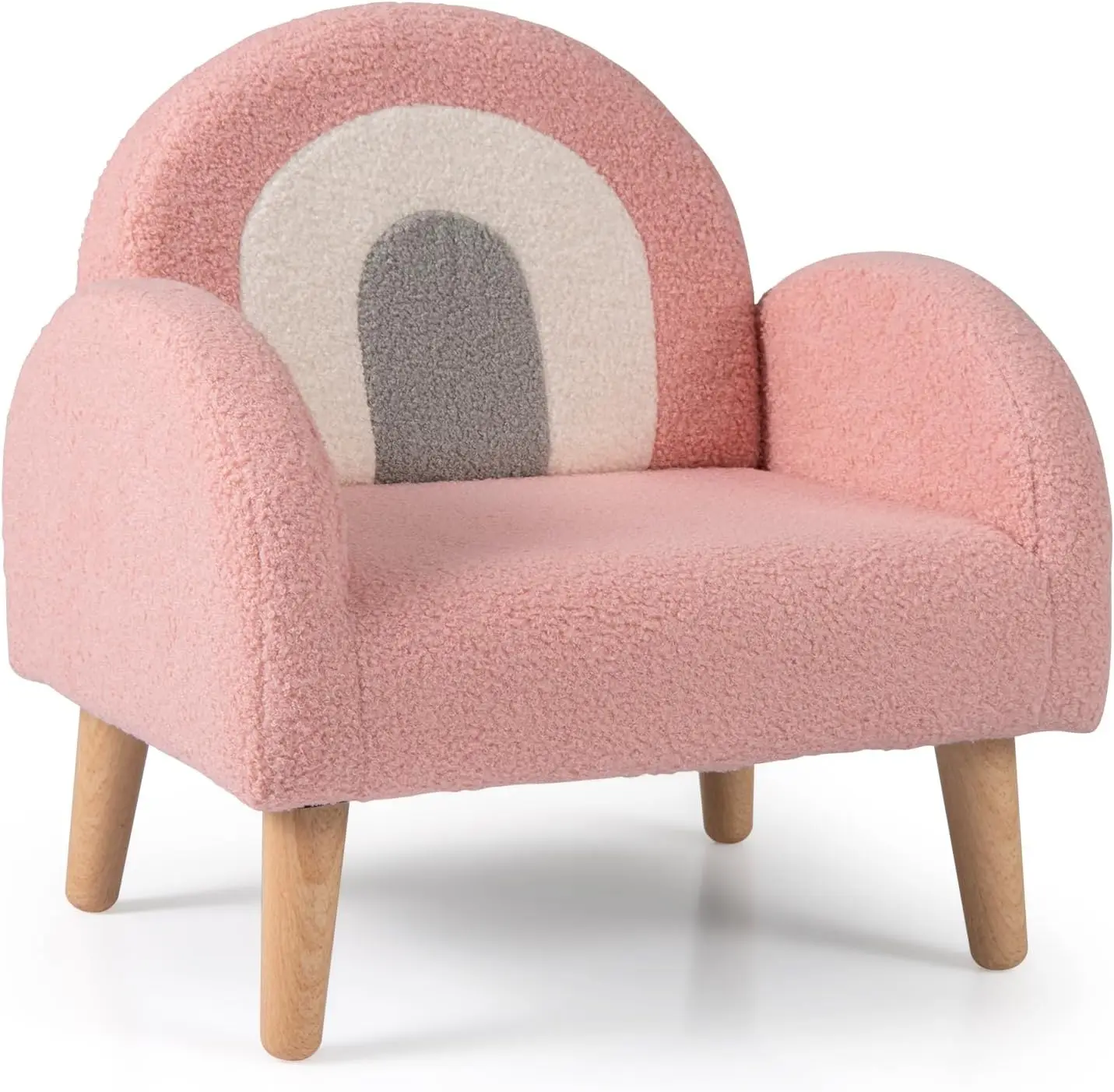 

Kids Pink Armchair with Solid Wood Frame, Plush Fabric, Anti-Tip Design for Playroom or Nursery