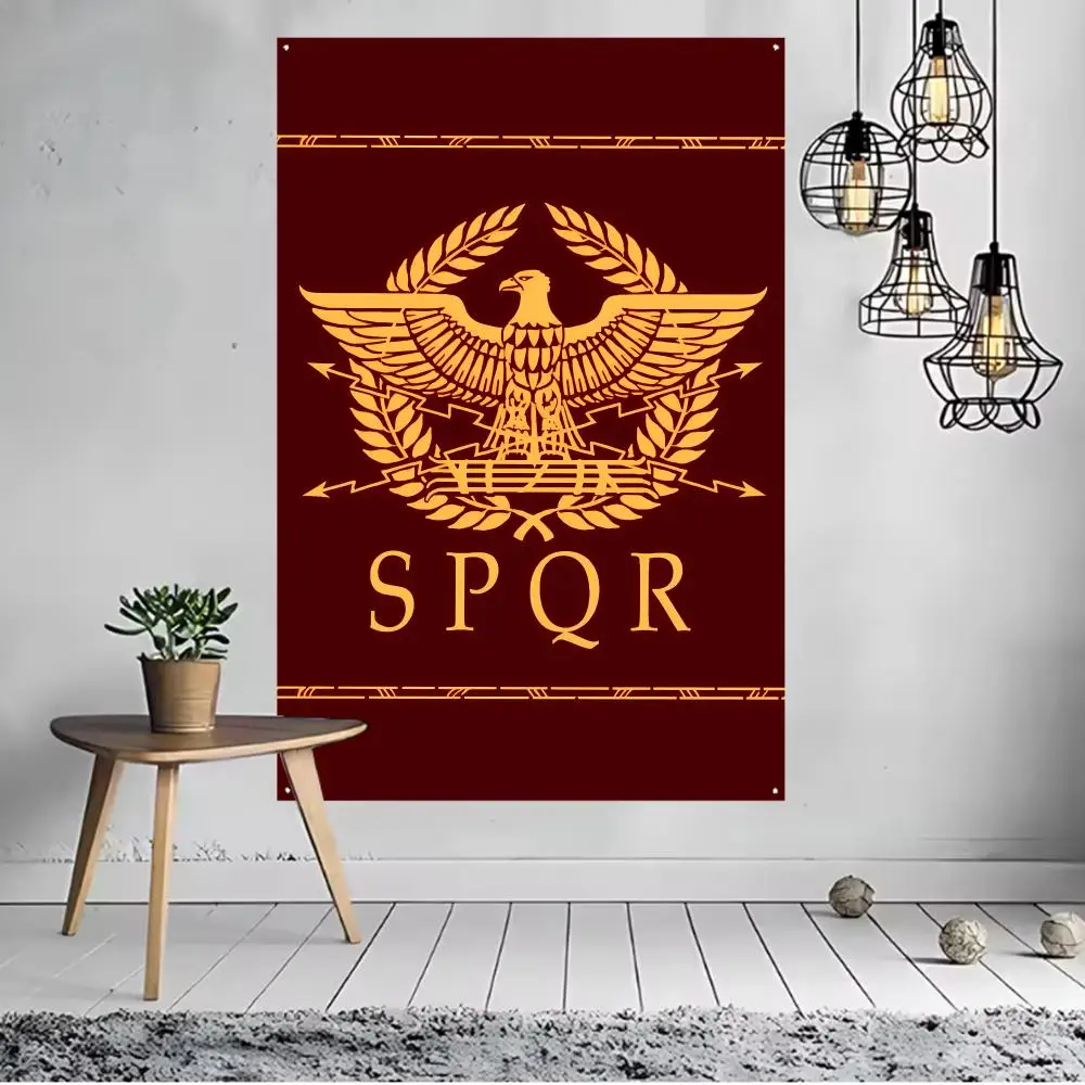 Classical Retro Ancient  R-Rome S-SPQR Flags Flags for indoor decoration with no edging and four corner rings for easy hanging