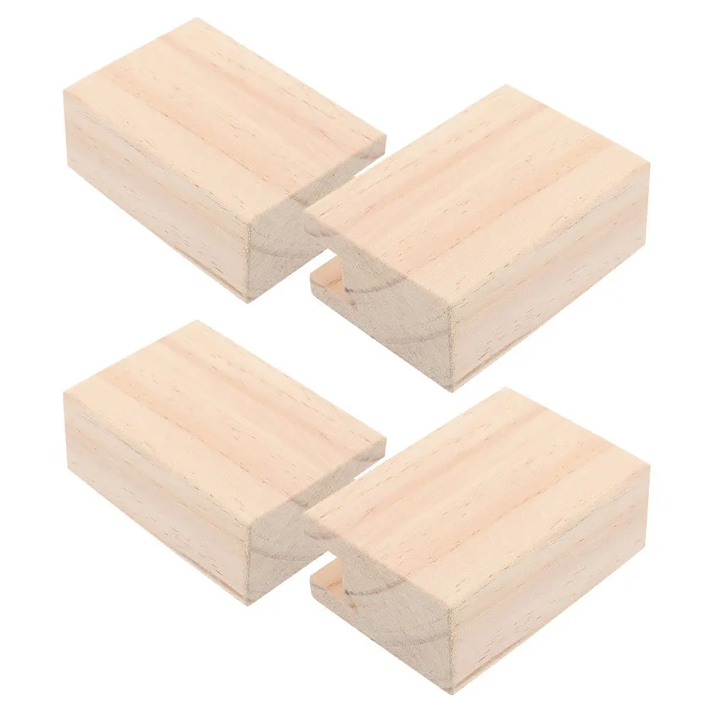 4Pcs Natural Wood Furniture Risers Bed Raiser Desk Table Chair Sofa Leg Extender Ergonomic Height Adjustment Space Saving