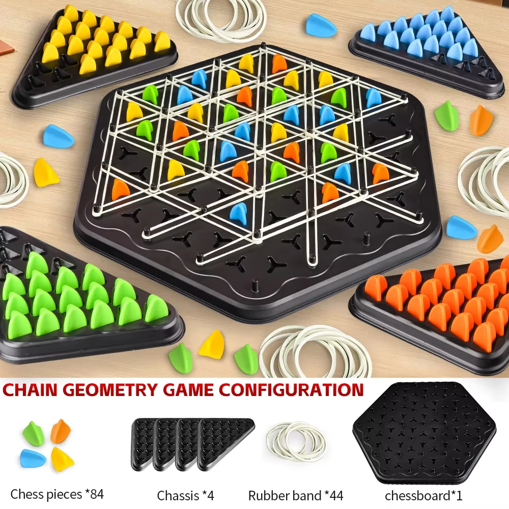 Chain Triangle Chess Game Triggle Rubber Band Game Educational Interactive Game Battle Set For Family Party Gift image 3