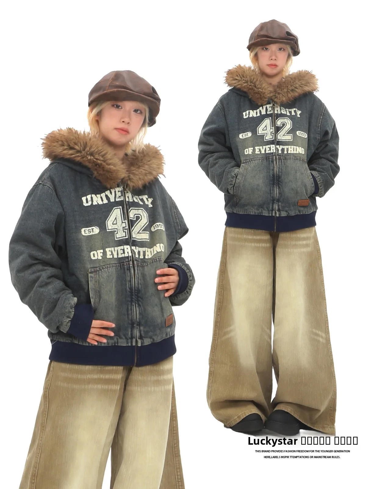 

Ретро-джинсовая куртка в американском стиле с капюшоном, свободного кроя, в стиле BF College, для мужчин и женщин, уличная одежда, хлопковая куртка