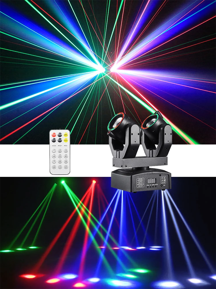 Nieuwe Double Head Moving Head Beam Light met diafragmaafstandsbediening DMX512 DJ Disco Bar Kerstverjaardagsfeestje Effectlicht - afbeelding 2