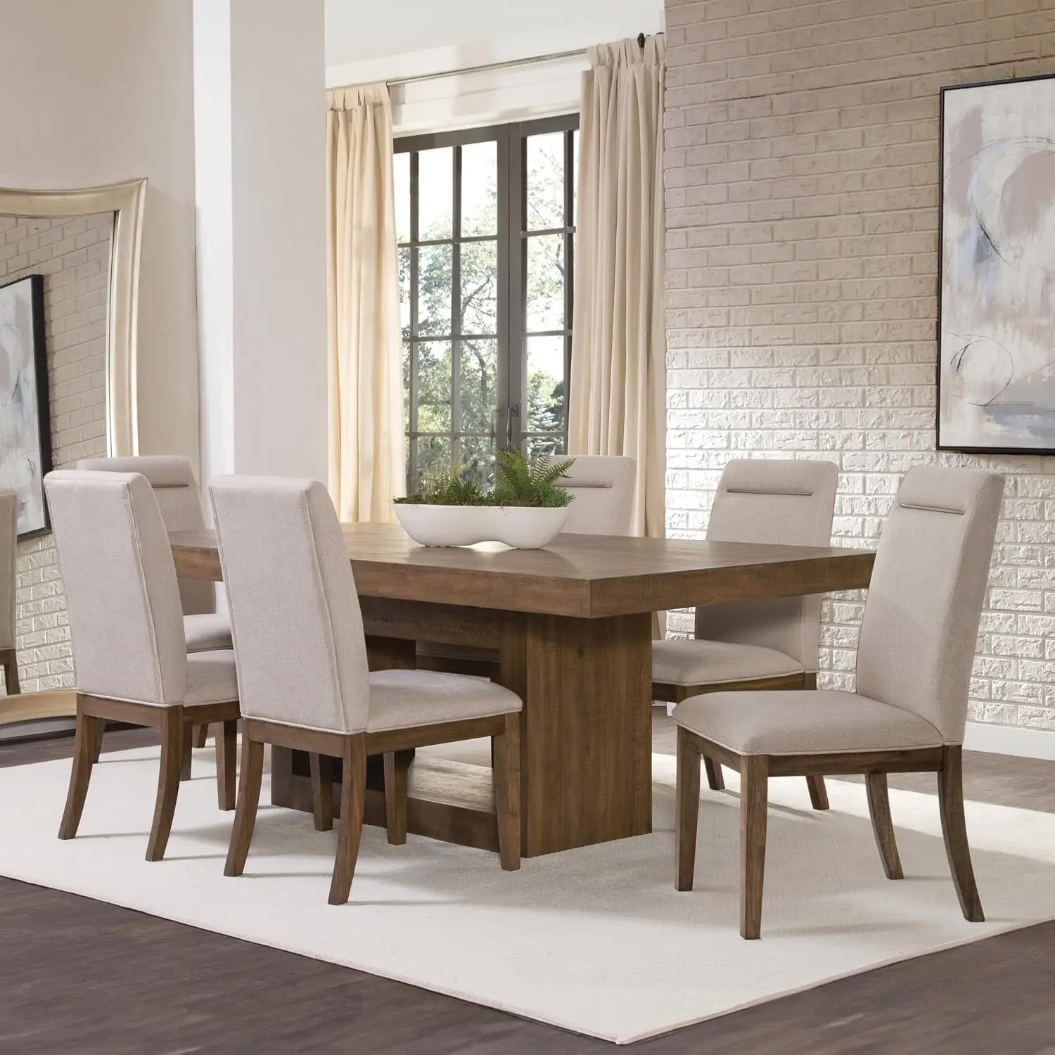 Furniture Garland Dining 7pc Table Set, Included One 70-Inch Rectangular Dining Table with 18-Inch Leaf Extension and 6 100%
