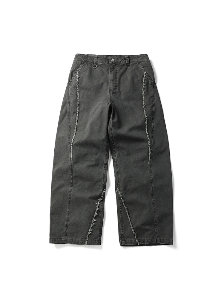 

Bla Armada American Retro Waed Frayed Trim Lazy Long Pants Sand Dune Sle Workwear Trousers Youth Spring Summer Casual P...