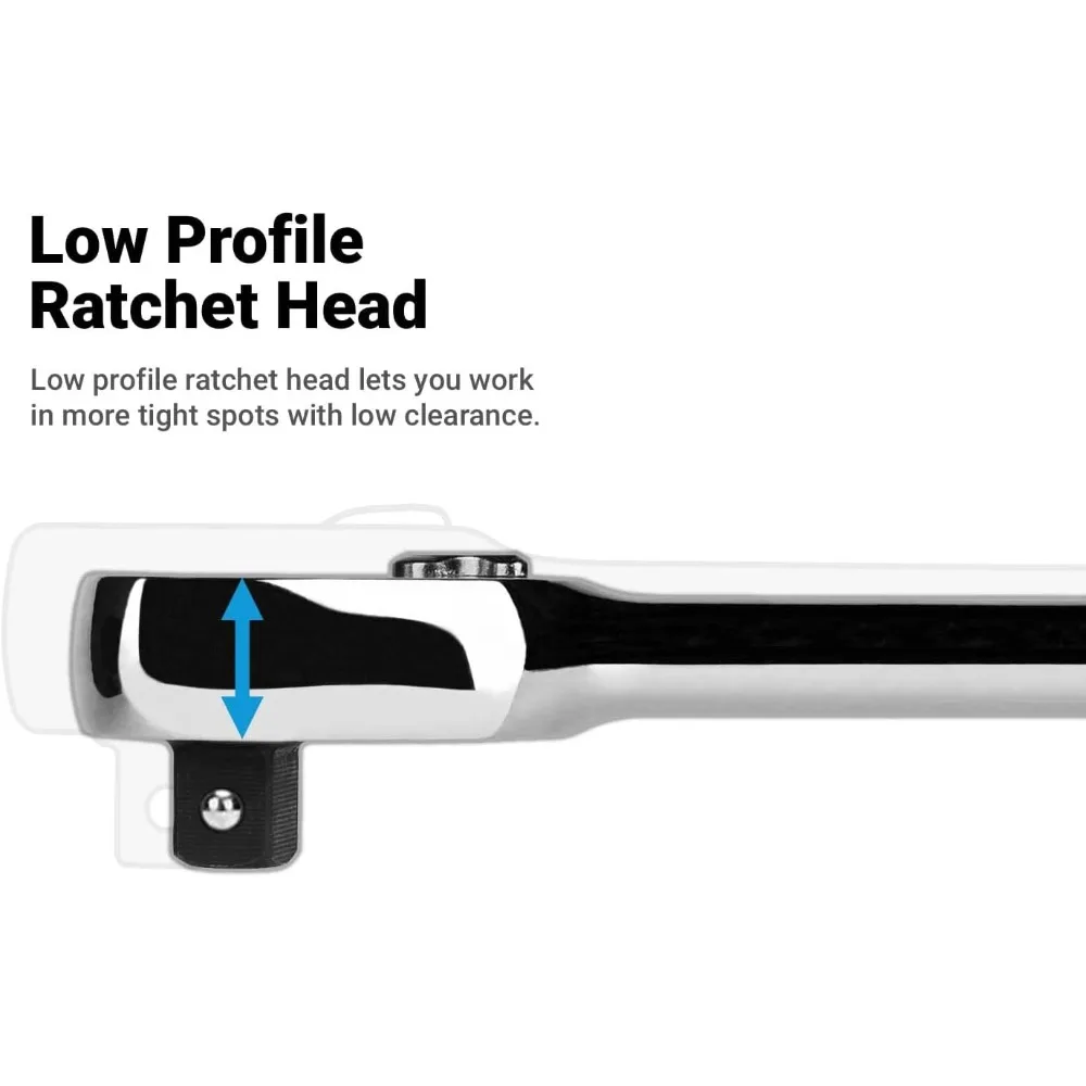 Extra Long 90-Tooth Fine Ratchet, 1/2 Inch Drive, 25 Inch Length, Ergonomic Soft Grip, High-Quality Long-Reach Tool