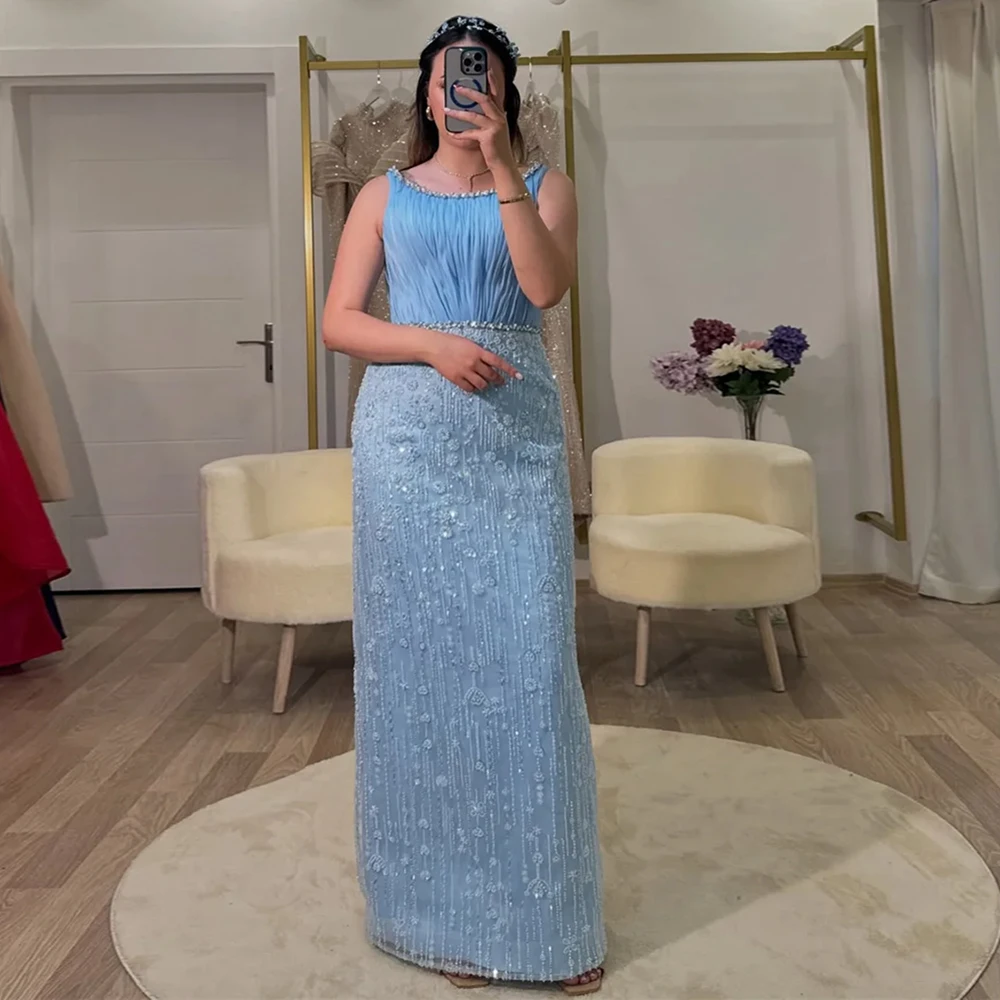 Elegante abito da sera a sirena con perle Dubai Arabia per donna con abito da cerimonia nuziale lungo formale con perline 2025 personalizzato