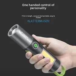 Smiling Shark Super Bright LED Flashlight XPE Torch Light With Hook Rechargeable Zoomable Waterproof Camping Light