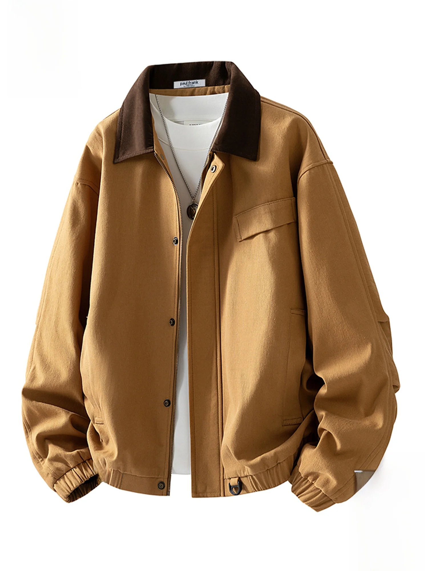 

PaulFrank American Retro Barn Sle Jaet Spring Color Blo Collar Casual Men's Outerwear Loose Fit Long Sve Zipper Closure