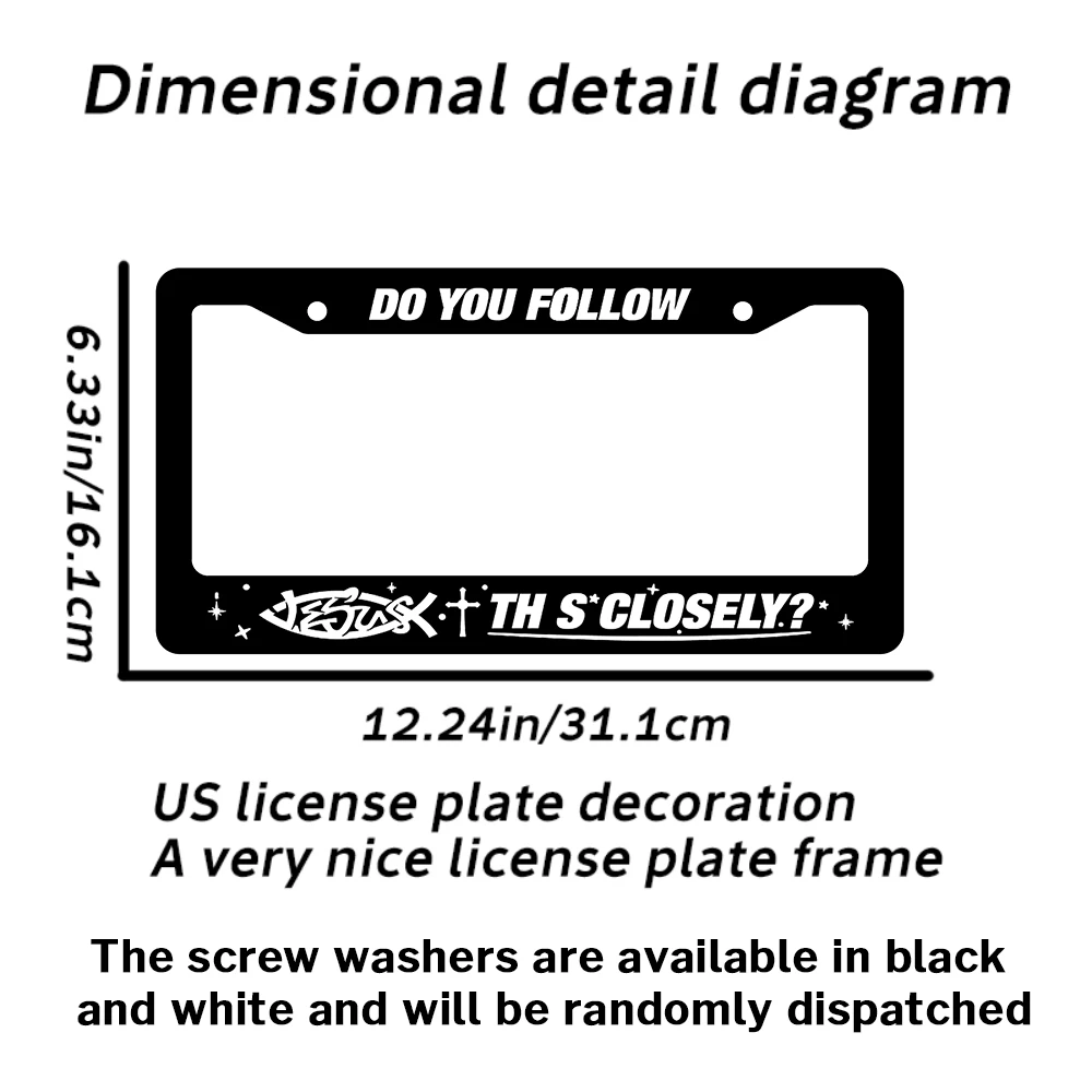 هل تتبع يسوع هذا بإطار لوحة ترخيص يسوع بحامل لوحة ترخيص متقاطع من أجل الأمام، زخرفة سيارة مضحكة من الألومنيوم #3