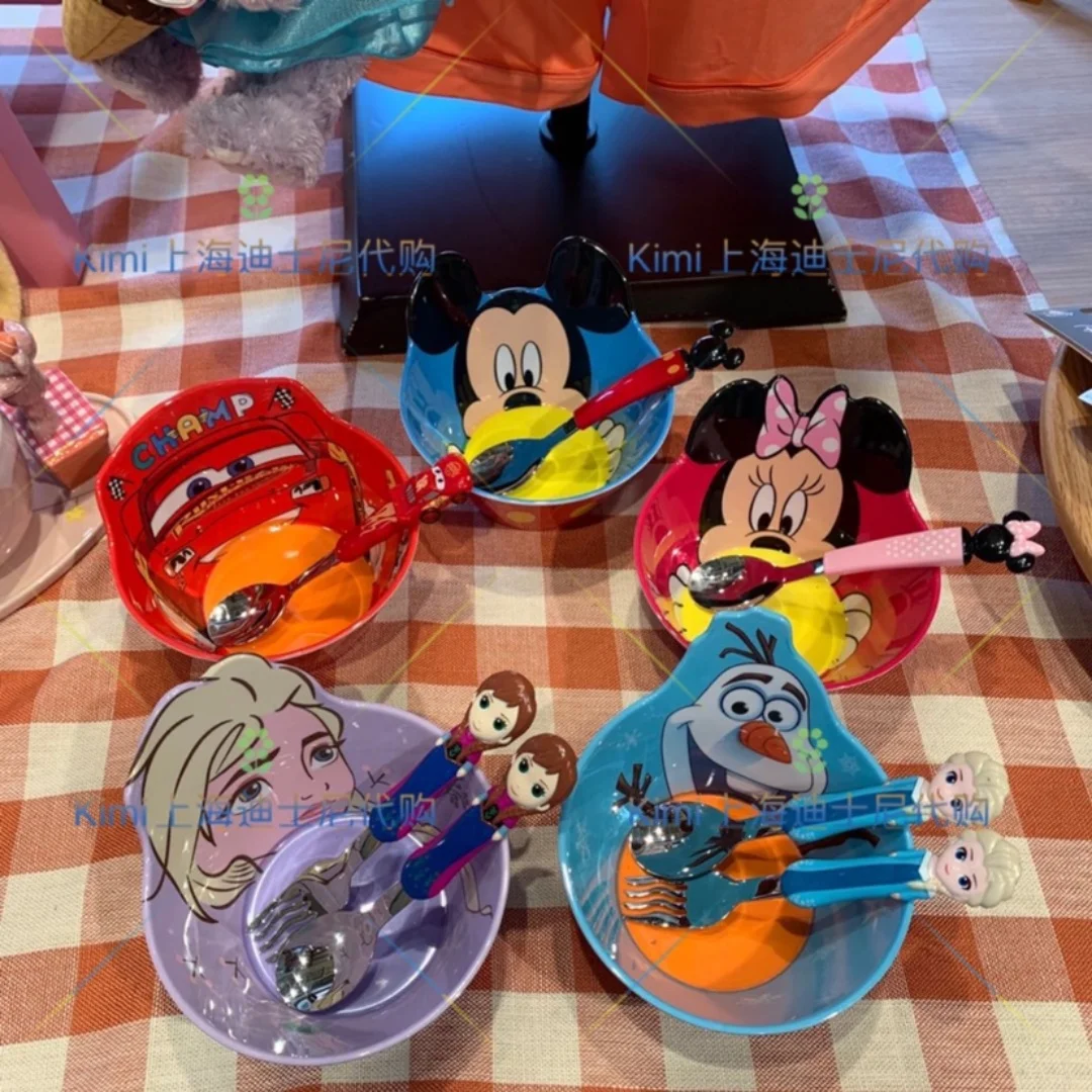 Disney Anime peripherals Mitch Snow White Elsa Maikun cartoon children Eating bowls and tableware Birthday gift Children gift