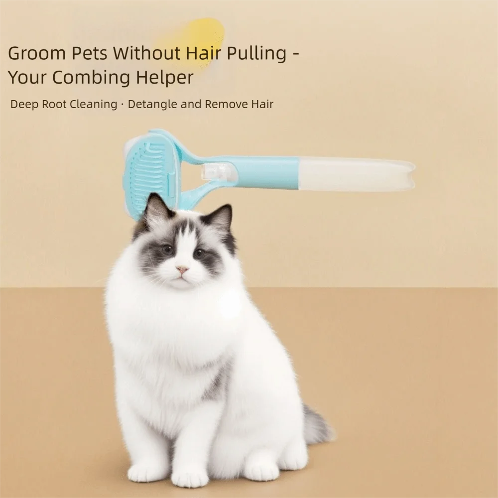 

3-in-1 Pet Bath Comb Soft Bristle Press Spray Pet Cleaning Comb with A Spray Bottle Detachable Cat Grooming Brush Daily Grooming
