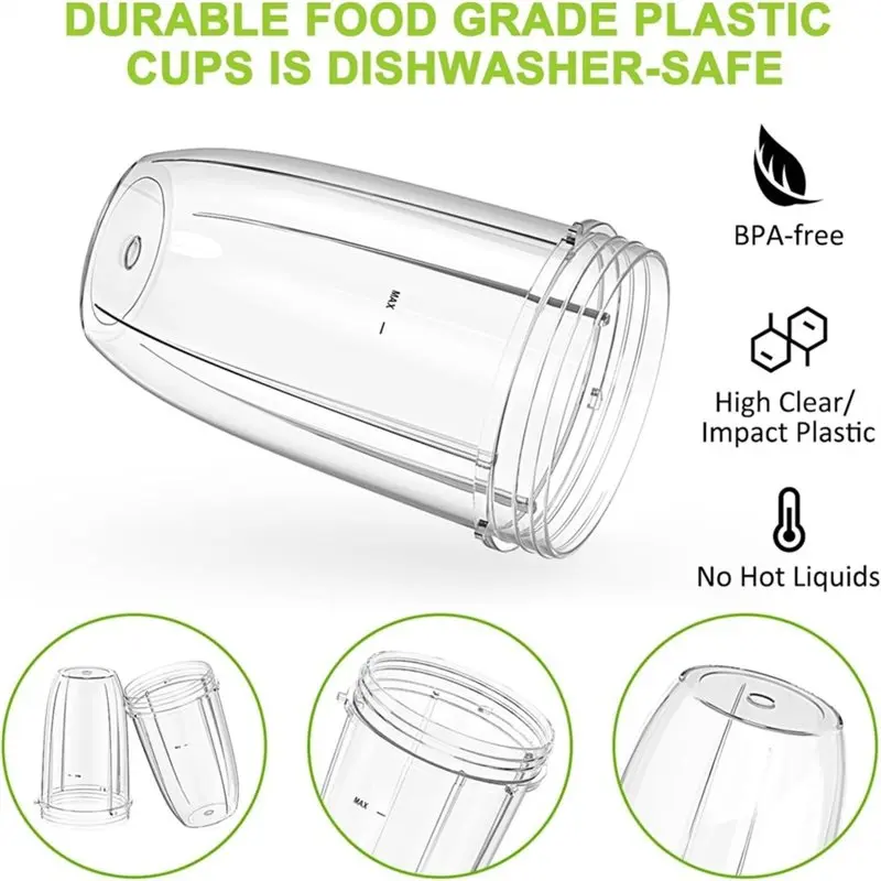 [NOVO!N92R】 Copos de reposição de 24 onças (680 ml) para liquidificador - Pacote com 2 para lâminas extratoras Nutribullet 600 W e 900 W