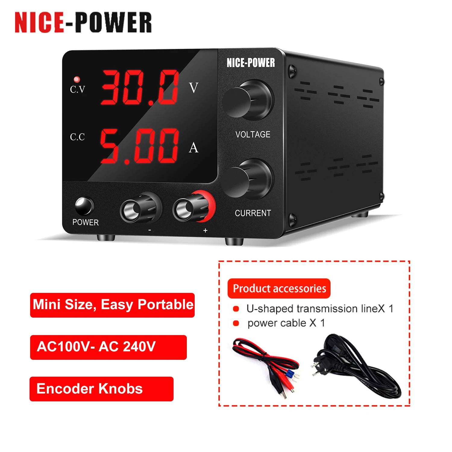 NICE-POWER Laboratory DC Power Supply Adjustable 30V 5A For Phone Repair Charge the Battery Lab Bench Power Supplies AC To DC