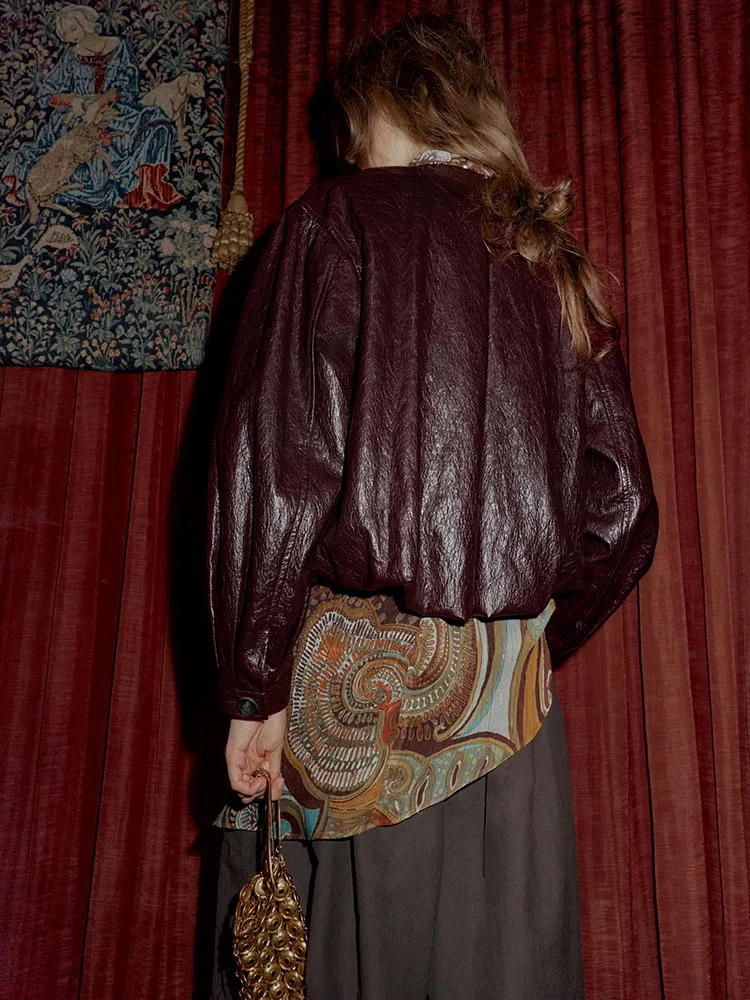 Faionable redondo Ne Long Sve Faux Leather Jaet Mujer Invierno Recién llegado Prendas de abrigo versátiles Casual Loose Fit ort...