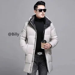 Giacche con cappuccio di lusso piumino lungo uomo abiti firmati uomo imbottitura d'oca imbottito caldo cappotto invernale sacco Casual