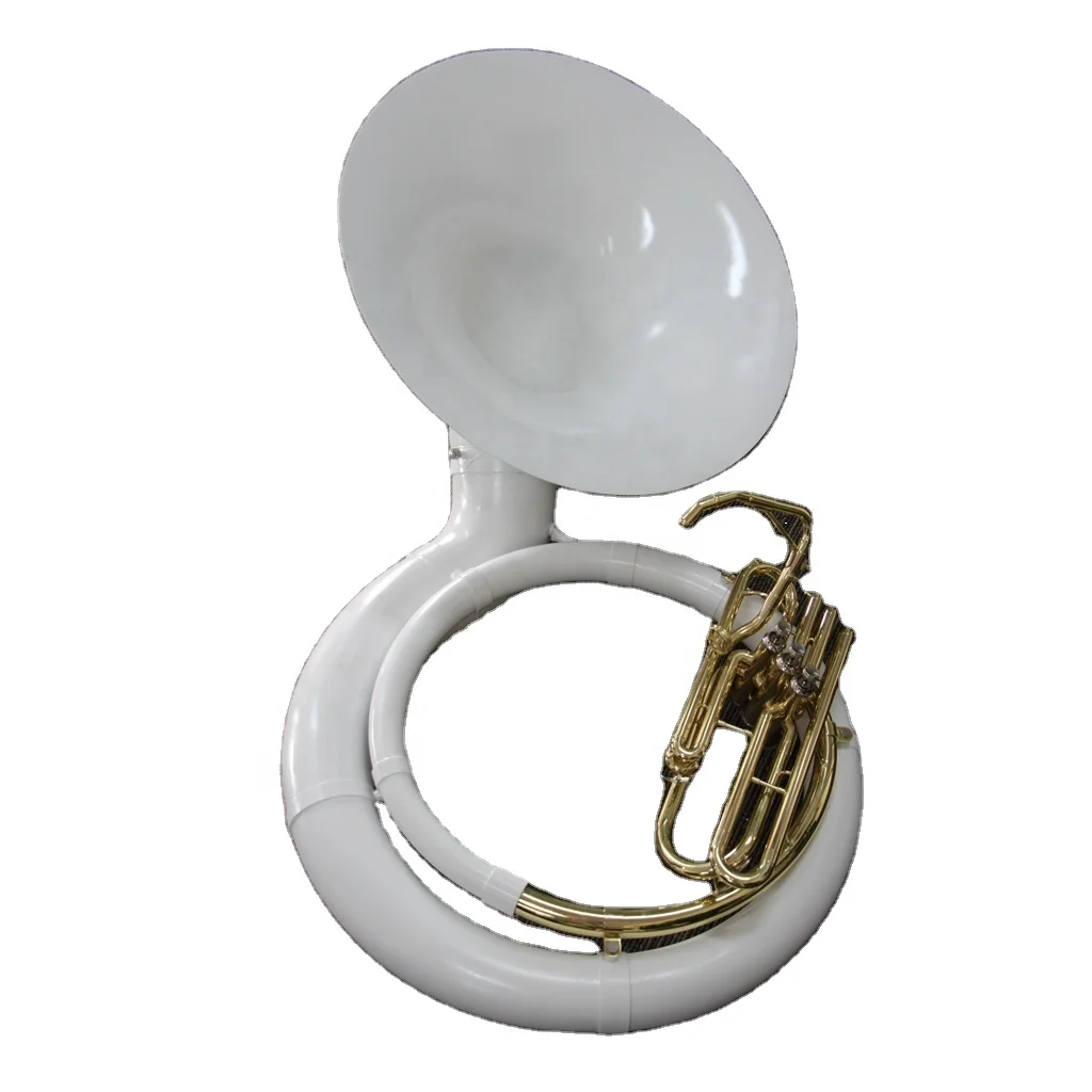 

Hooqu Sousaphone Brass Instrument Good Quality For Sale White Color Gold Lacquered