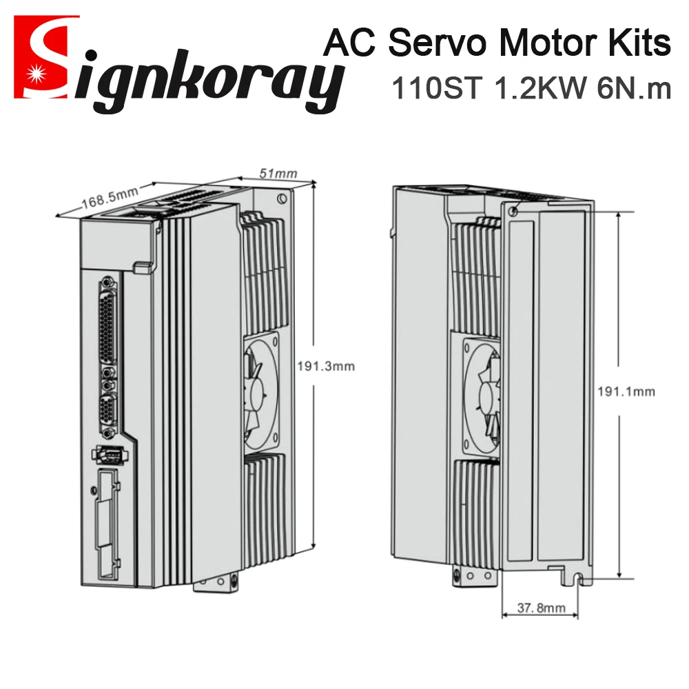 SignkoRay 1.2KW 6N.m AC Servo Motor Driver Kits 110ST 2000RPM 220V AC Motor for CNC Router