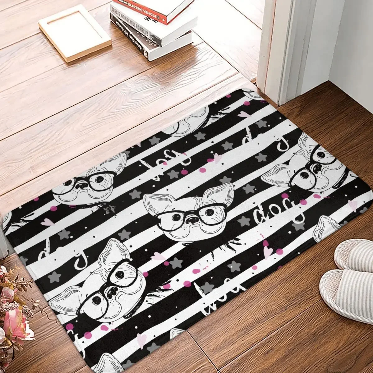 Non-Slip Carpet Sketch Pug Doormat Living Room Kitchen Mat Entrance Door Decor Rug