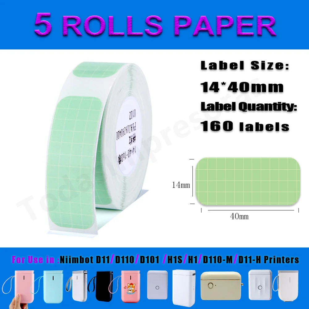 5 Rolls Niimbot D110 Label Maker Tape Sticker D11 Label Paper Self-adhesive Waterproof 12-15mm Niimbot D101 for Niimbot Printer