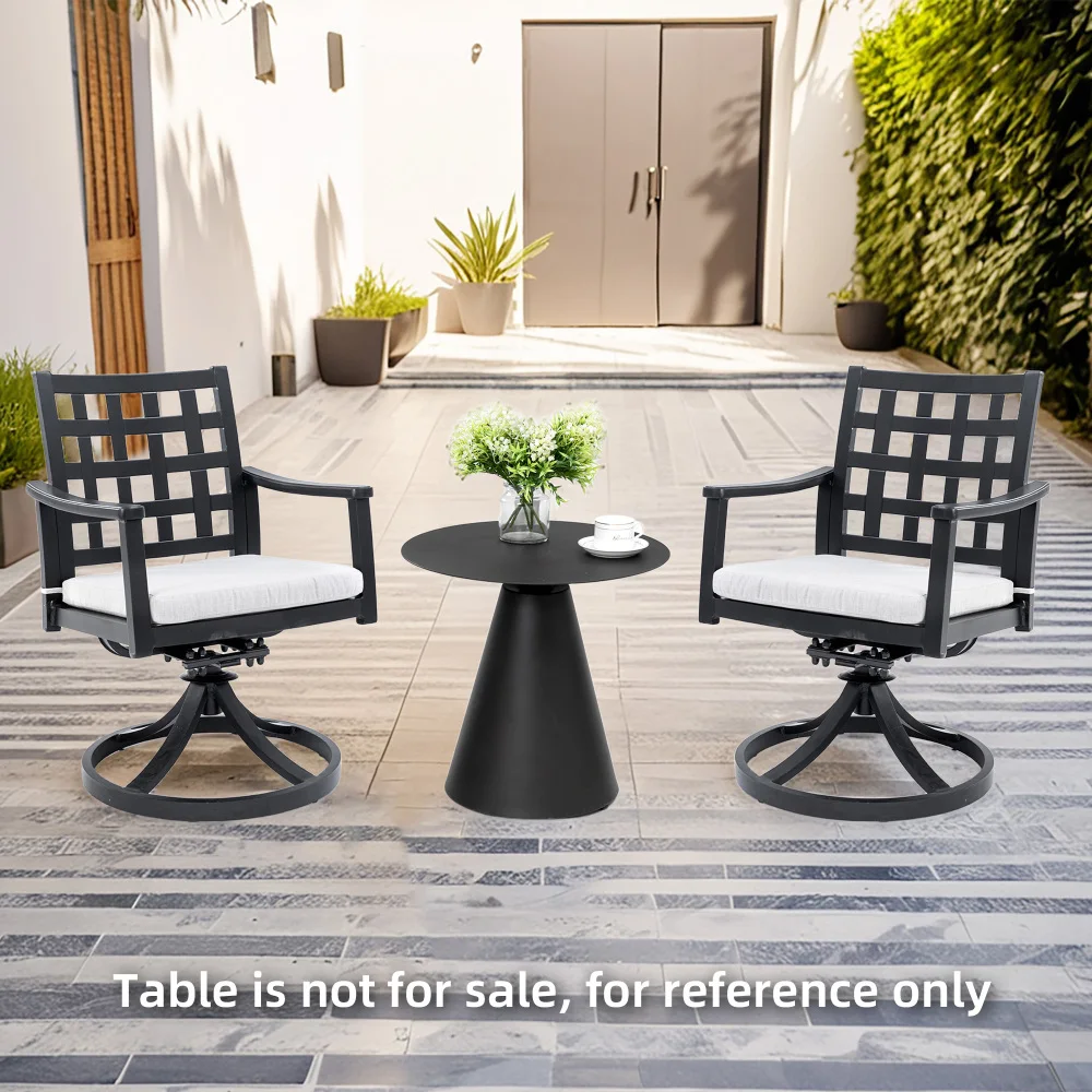

Modern Classic Outdoor Patio Cast Aluminum 2PCs Dining Swivel Rockers with Textured Ember Black Finish,Sunbrella Cushion
