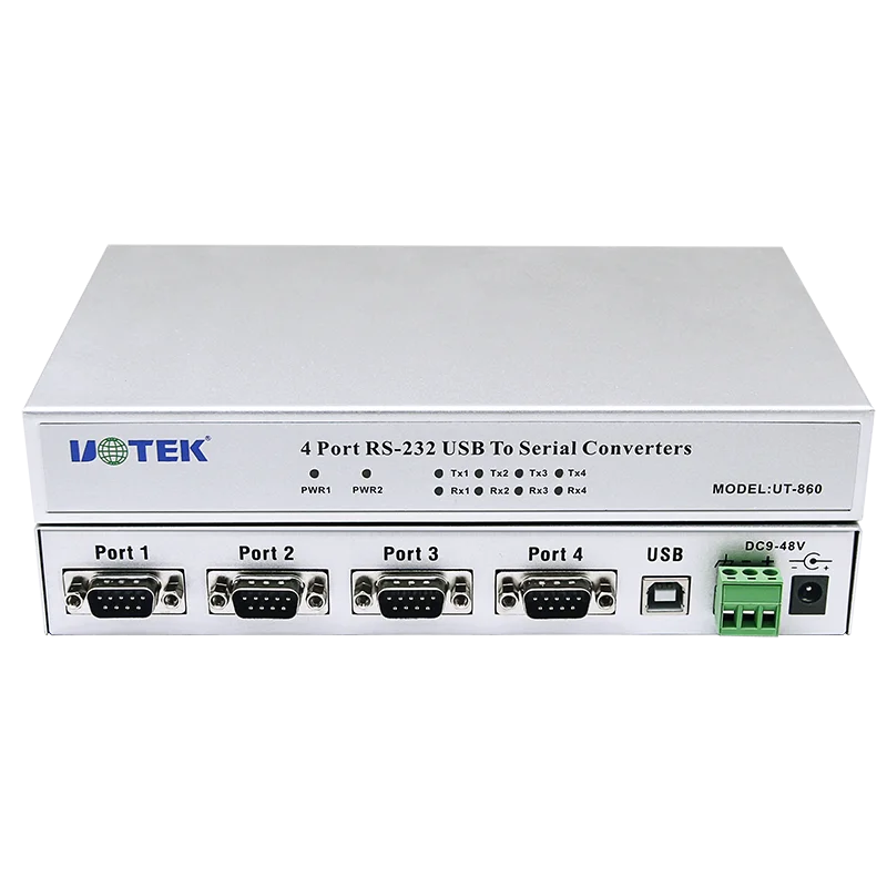 

UOTEK USB to RS-232 Converter 4 Ports RS232 Conversion Adapter USB2.0 Serial 9-Pin COM DB9 Connector ESD UT-860