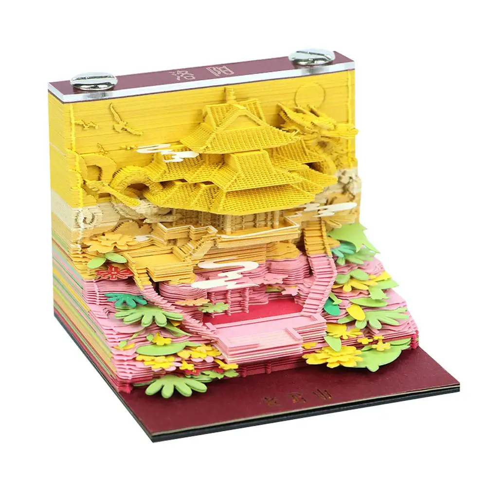 3D Calendar Notepad Magic Castle 3D Memo Pad Calendar 2026 Artistic Notepad 3D Note Paper Cubes Birthday Gift
