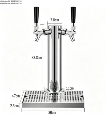 Dual-Faucet Beer Tower,Craft Beer Column Kit with Tap,Co2 Regulator,Keg Coupler and Drip Tray, Homebrew Bar Kegerator Dispenser