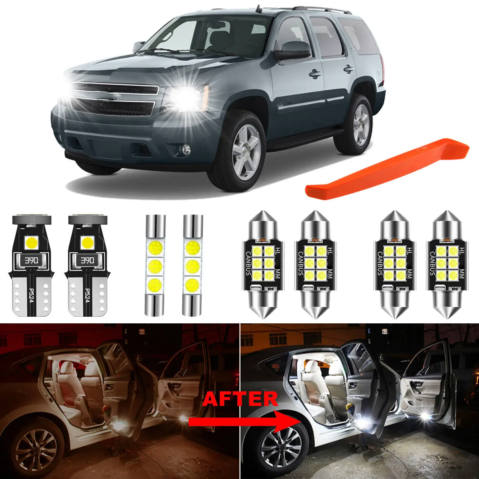 

Winetis 12Pcs 6000K White Interior LED Light Package Kit for 2007-2014 Chevy Chevrolet Tahoe + Free Tool