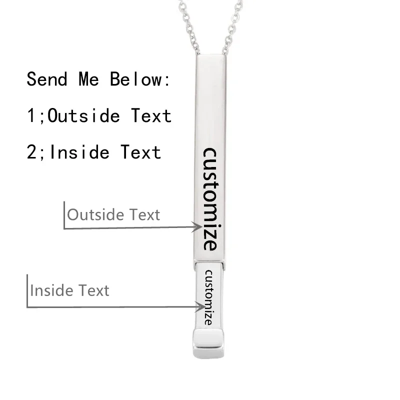 Stainless Steel Personalized Laser Necklace For Lover Custom Telescopic Pendant Necklace Women Gift