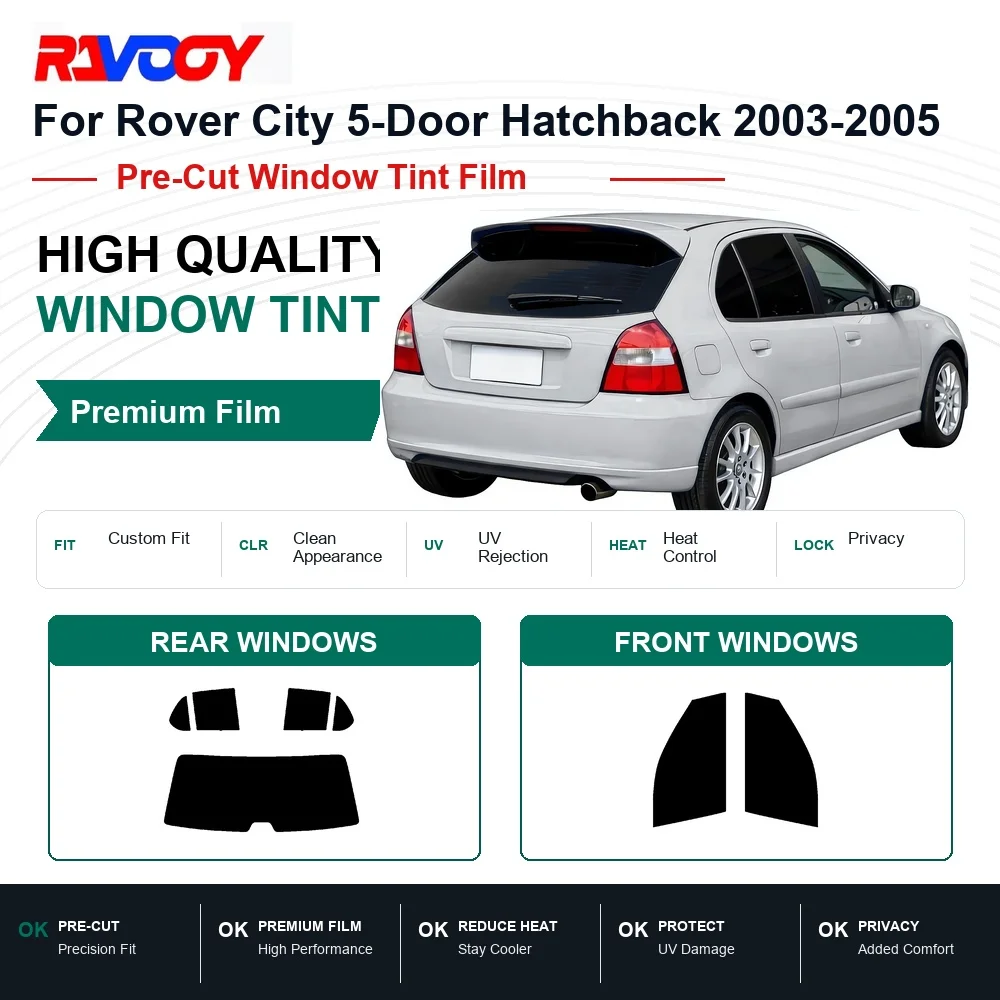 Premium Pre-Cut Window Tint For Rover City 5-Door Hatchback 2003-2005 Front & Rear Windows UV Heat Rejection Privacy Film