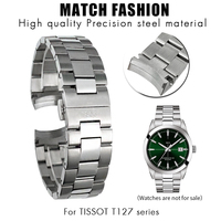 Stainless Steel Strap Silver 21mm Watchband for 1853 Tissot T127 40mm Watch T127.410 T127.407 T127410A T127407A Men Bracelets