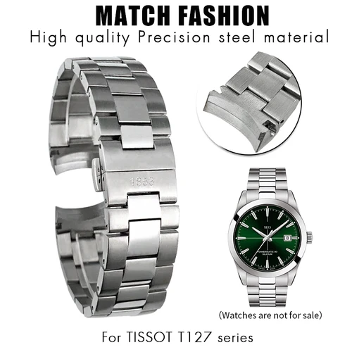 Correa de acero inoxidable plateada de 21mm para reloj Tissot T127 de 40mm 1853 T127.410 T127.407 T 127410 A T 127407 Pulseras de hombre