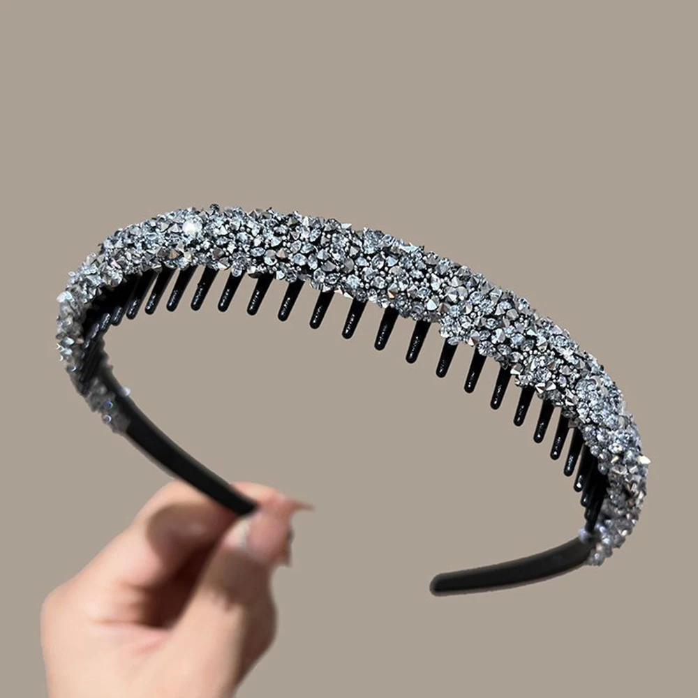 Luxus Kristall Perlen Haarbänder Frauen Mädchen Kopfbedeckung Zahn Elastische Stirnbänder Glänzende Haarreifen Zubehör – Detail 21