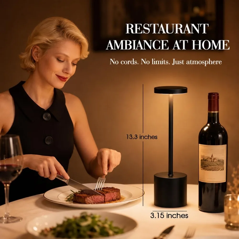 Cordless Table Lamp Set 5000mAh Battery Touch Control Stepless Dimming 3 Modes Waterproof Portable Indoor Outdoor Light view 4
