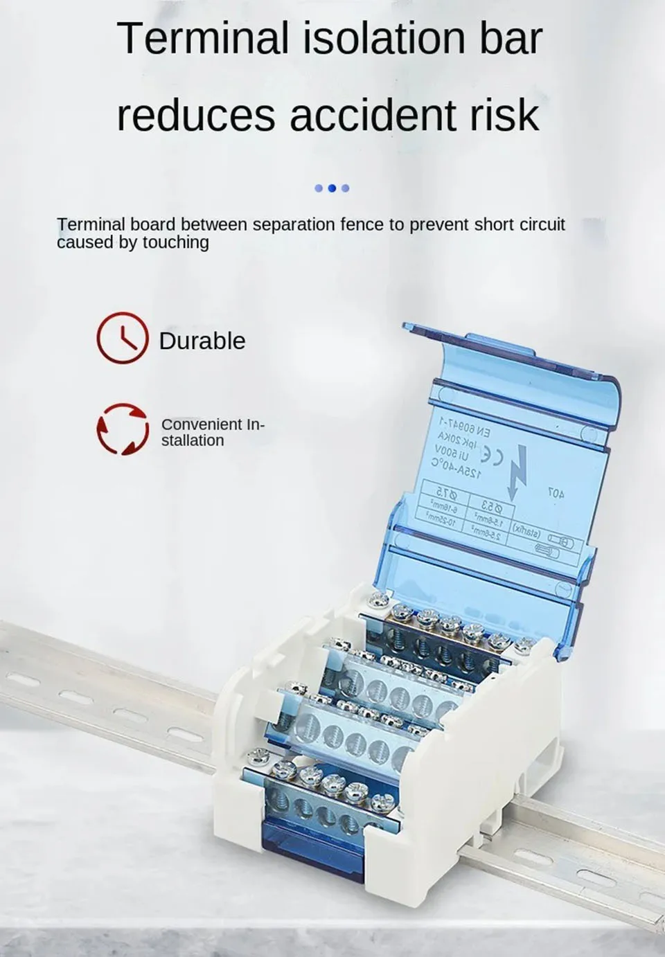Din Rail Klemmen block nhc01 Serie Strom verteiler kasten Anschluss dose//Modulares Nulllinien-Neutral kupfer – Detail 2